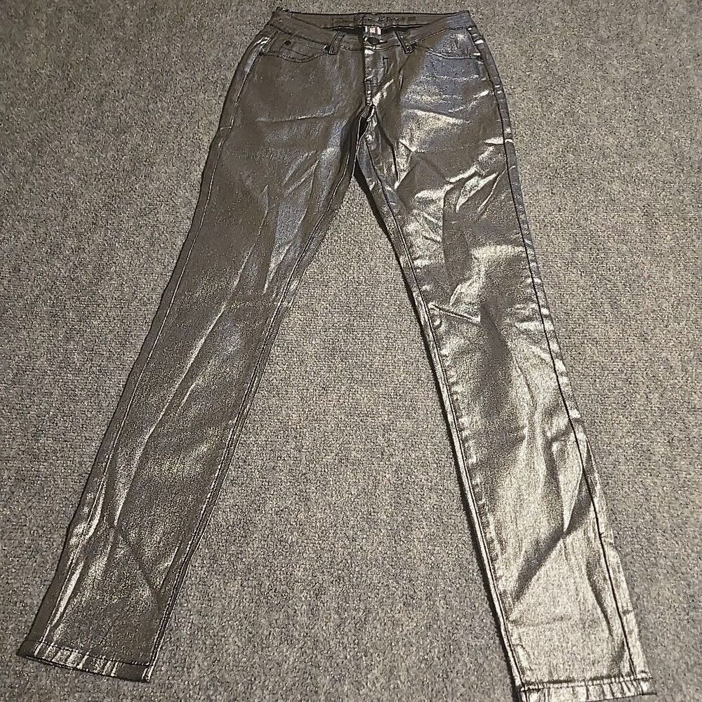 Revolution by Revolt Jeans Womens Juniors 5 Silver Skinny Stretch Pockets